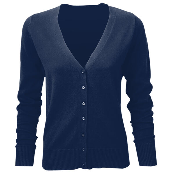 715Fmg - Ladies' V-neck Knitted Cardigan Thumbnail